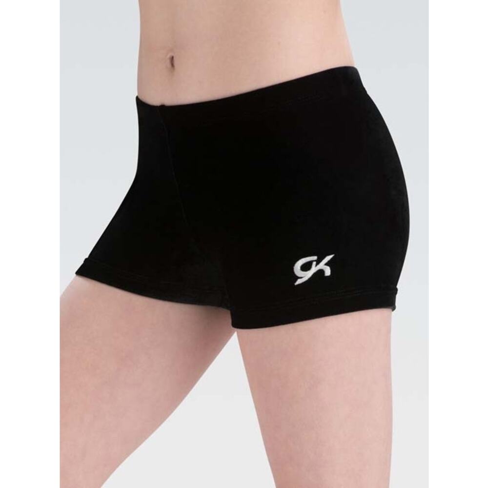 GK Black Velvet Micro Mini Gymnastics Workout Shorts
